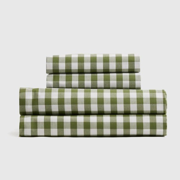 Quince Other - NWT Quince Classic Organic Percale Gingham Queen Sheet Set in Olive